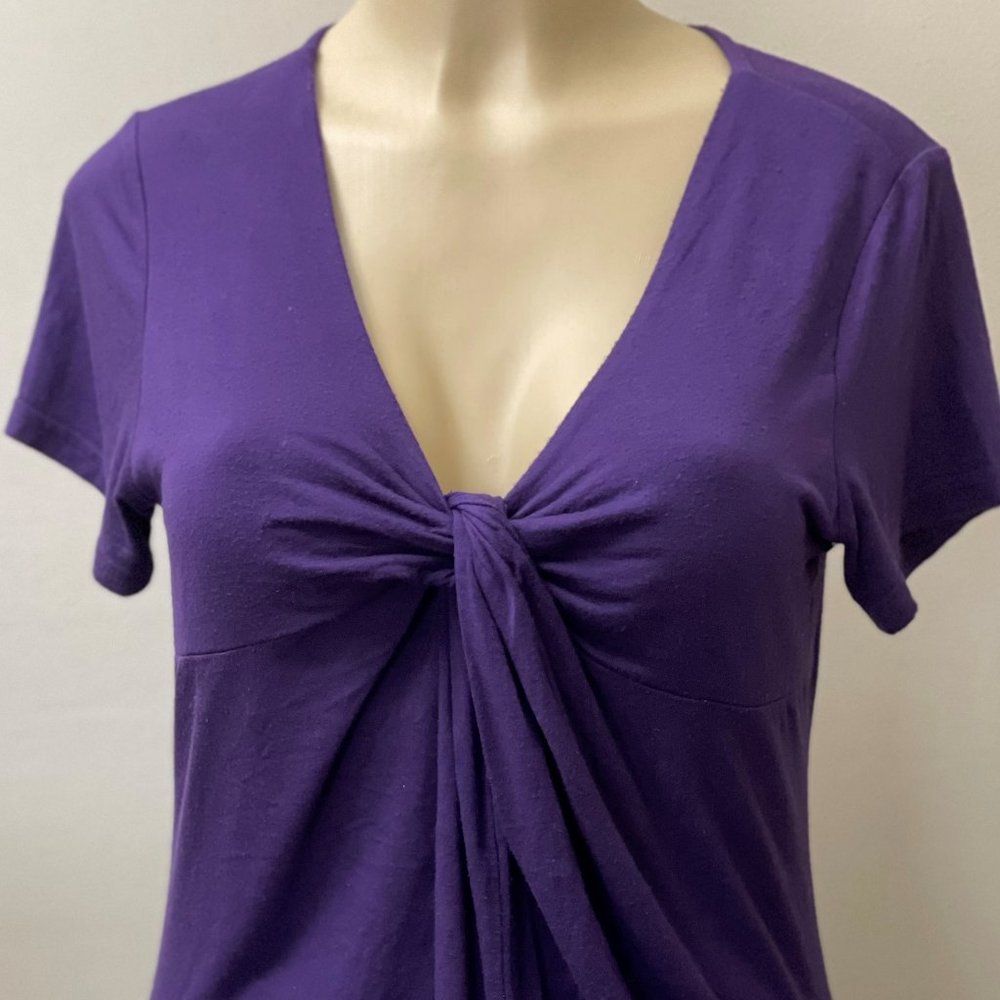Zeagoo Blouse Women's, M Violet short sleeve with V-neck and ruched detail front